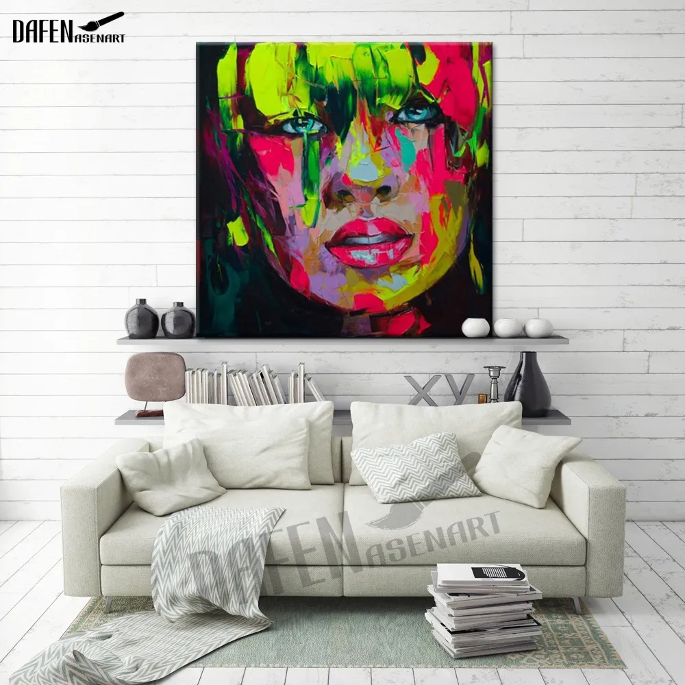 Crying Girl Palette Knife Figure Picture Abstract Hand Painted Oil Painting on Canvas Wall Decoration for Bar Home Decoration
