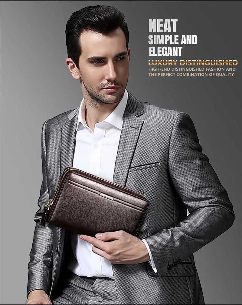 Business Brieftasche Männer Geldbörse Kupplung Luxus Portfolio Geld Clip Münzen Tasche Hohe Kapazität Casual Halter Geldbörsen Telefon Tasche