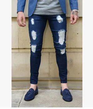 Compra Pantalones De Lápices De Los Hombres Delgados Jeans Moda Slim Fit  Romped Denim Ropa Azul Pantalones Largos Barato | Entrega Rápida Y Calidad  | Es.Dhgate