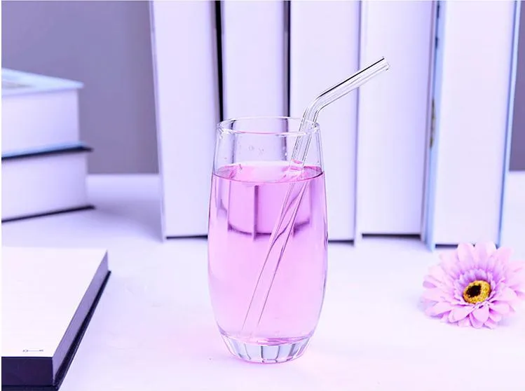 en gros de haute qualité coloré borosilicate Cocktail pailles en verre 20 cm plié résistant à la chaleur réutilisable paille SN1394