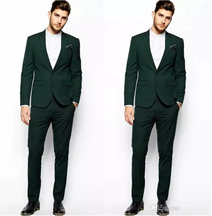 2019 Designer Abito da uomo verde scuro Due pezzi Abito da sposo Abiti da sposa per i migliori uomini Smoking da sposo slim fit per uomo (giacca + pantaloni)