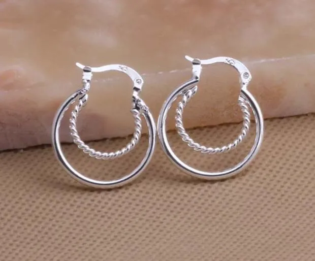 DHgate.com:925 Sterling Silver Double Circle Ear Hoop