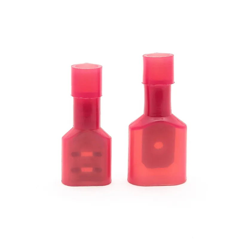 50 PCS FDFN / MDFN1.25-250 Vermelho 6.3 MM MaleFemale Carro Totalmente Isolado Pá Friso conector Terminais de Terminais de Auto Nylon