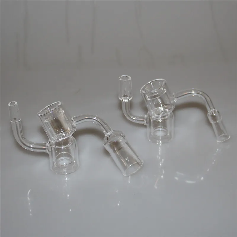 Roken Quartz Thermal Bangers 10mm 14mm 18mm 90 graden Double Tube Quart Banger Nail voor Oil Rigs Glass Bongs