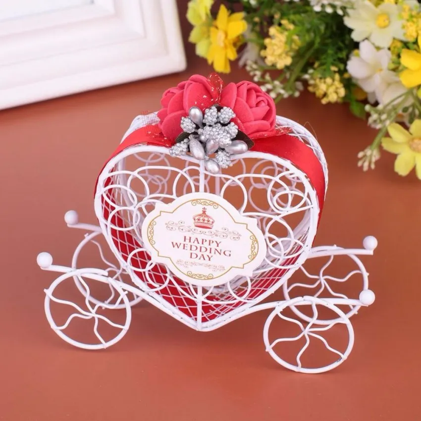 Rouge rose violet bleu mode étiquette étain fer chariot mariage faveur boîtes chocolat fête faveur boîte livraison gratuite