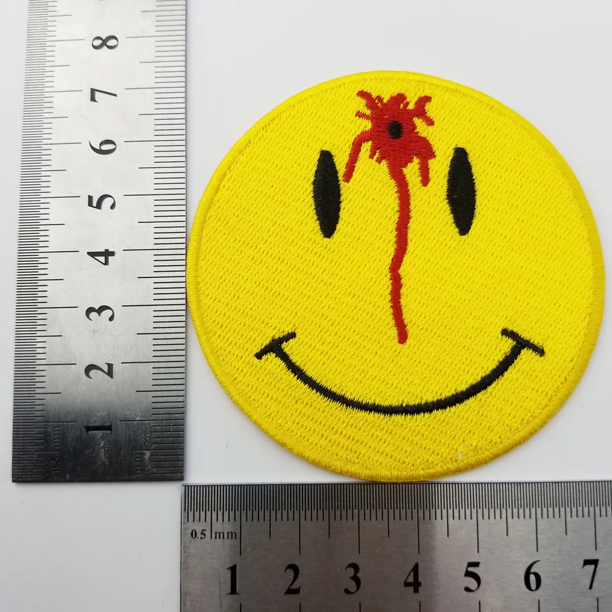 Yellow S Smiley Fun Embroidered Iron On Or Sew On Patch For Front Lady Biker 3 3 INCH 218h