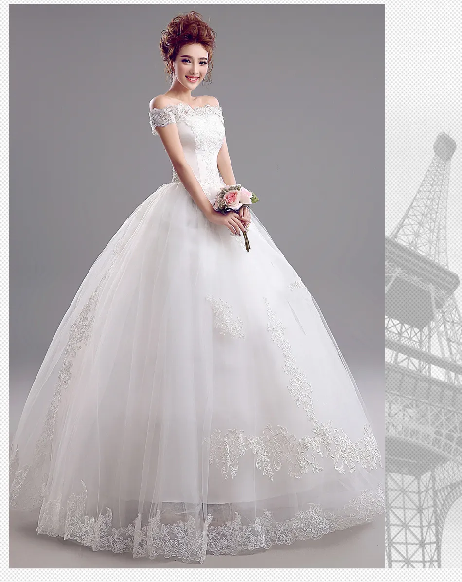 Koreański Lace Up Ball Suknie Ślubne Suknie Ślubne 2018 Plus Size Sukienka Bridal Princess Wedding Suknia Real Photo