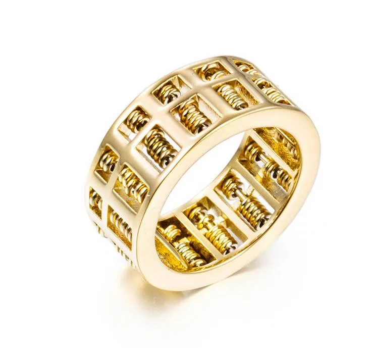 Luxury Fashion Men Women Abacus Ring Maths Number Jewelry Gold Silver Titanium Stainless Steel Charm Wedding Finger Rings Gifts