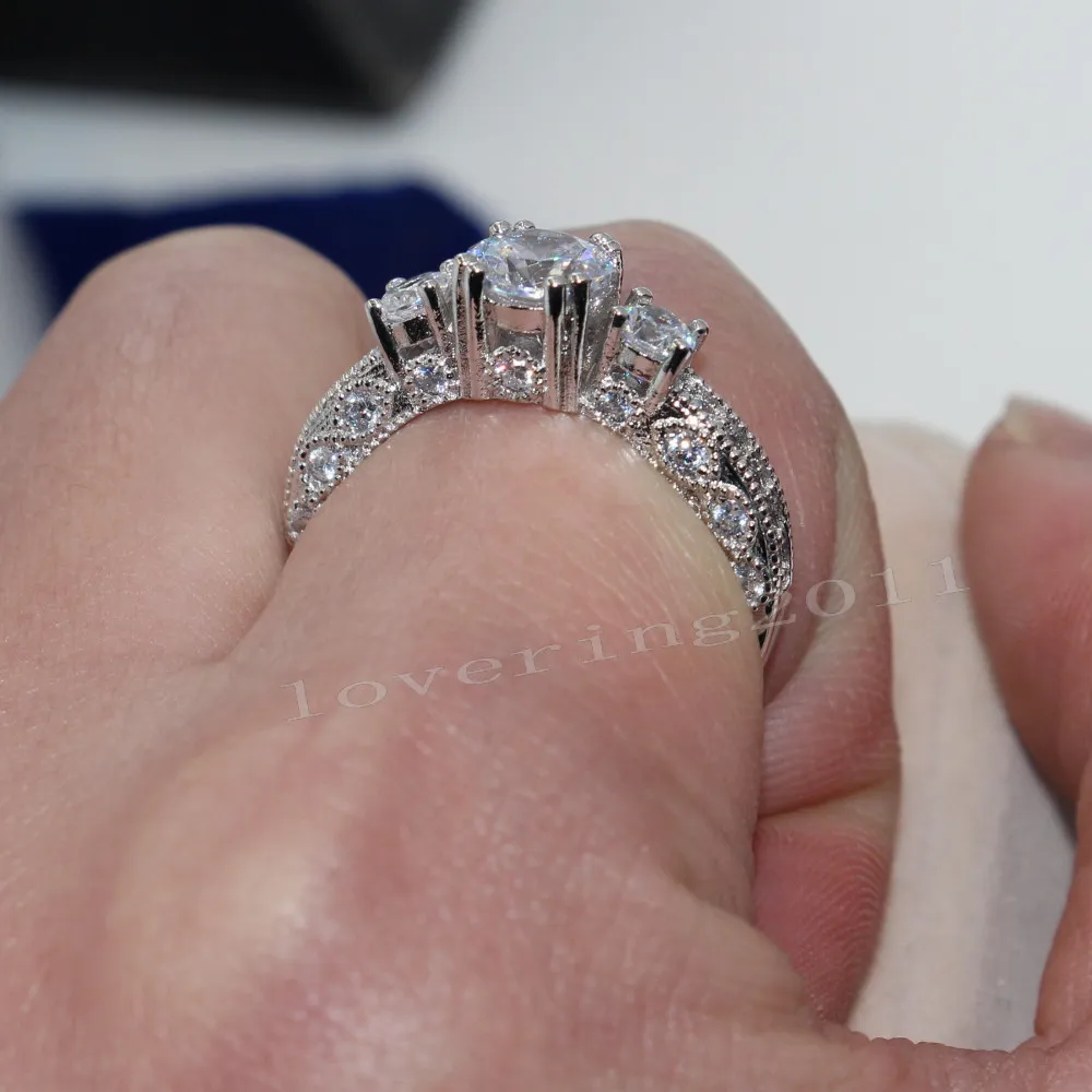 choucong vrouwelijke eeuwigheid ring 7mm 5a zirkoon steen 14kt wit goud gevuld vrouwen engagement bruiloft band ring sz 5-11 geschenk