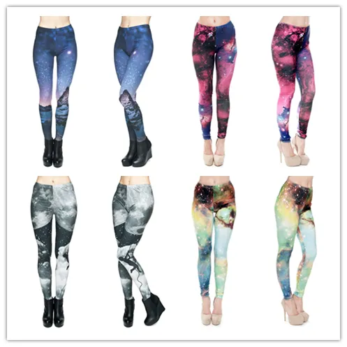 DHL GRÁTIS !! 10 pçs / lote Colorido Moon Night Leggings Legging Impressão 3D Calças Estiramento Leggings Leggings Capri Magro Ocasionais Das Mulheres de Yoga out calças