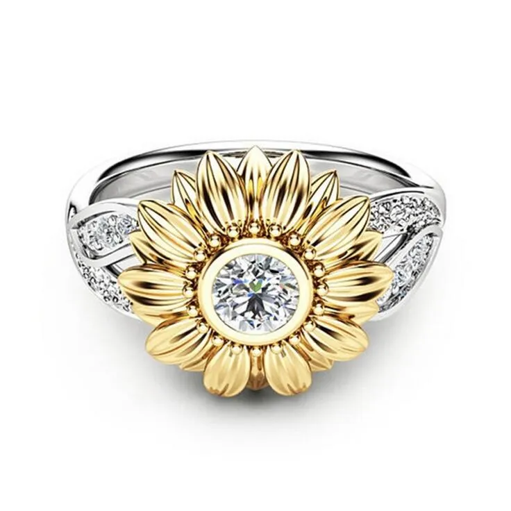 Victoria Wieck 2018 New Arrival Hot Fashion Jewelry 18K White Gold Filled 5A Cubic Zirconia Chrysanthemum sunflower Women Band Ring Gift