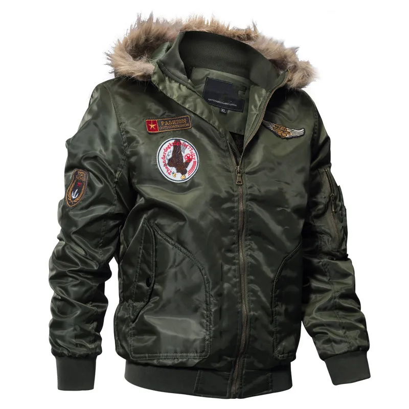 Winter Bomberjacke Männer Armee Taktische Jacke Warme Wolleinlage Oberbekleidung Daunen Parkas Hoodie Pilot Mantel M-4XL