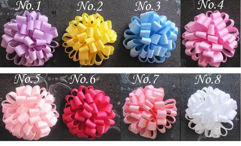 Kinderen Bloem Haar Boog Clip Loopy Lint bal kleur gemengde Loop Ball voor Meisjes Baby kind haaraccessoires HD8135762704