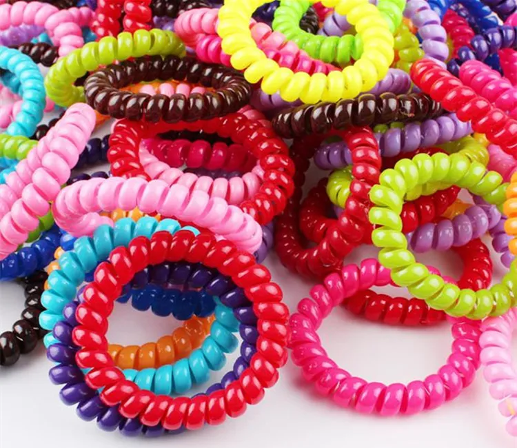 Spiral Elastic Hair Ties: Candy Colored Telephone Wire Hair  display picture 1