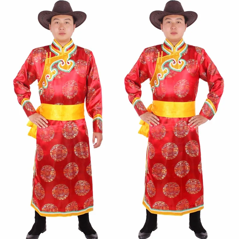 robes de Mongolie Homme Rouge mongole Robe ruhat vêtements de vêtements minorité chinoise vêtements Mongolie mongolische Gewand Mongolo dell abbigliamento