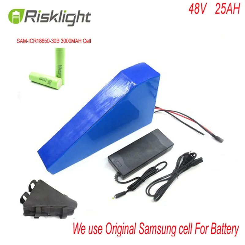 Triangelstil Elektrisk cykelbatteri 48V 25AH med 48V 25A Elektrisk cykel Li-ion Batteri 48V litiumbatteri för Samsung Cell