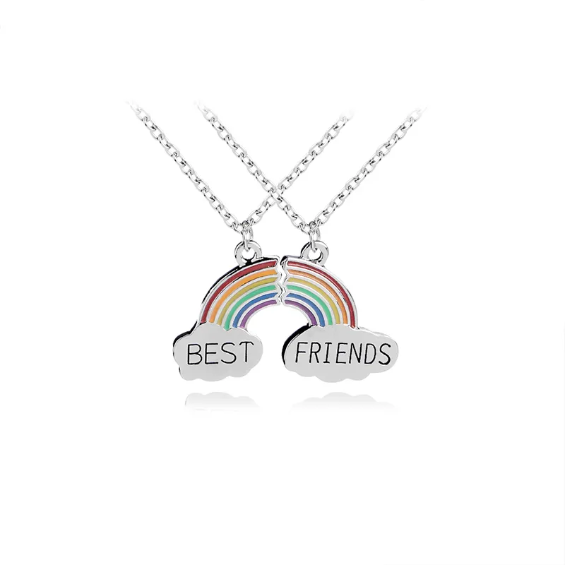 Colares bff para 2 e 3 pçs com desenho animado, colar para melhores amigos,  joias de lua, estrela, coração, cristal, coroa, flor, sapatos de arco-íris  - AliExpress