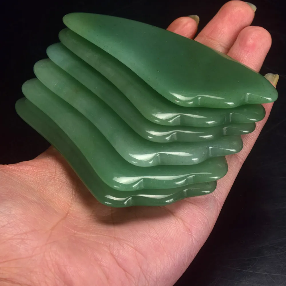DingSheng Cristallo naturale verde avventurina giada Dimagrante Massaggiatore viso Gua Sha Raschiante Strumento di massaggio Viso Schiena Corpo SPA Massaggio Rilassamento