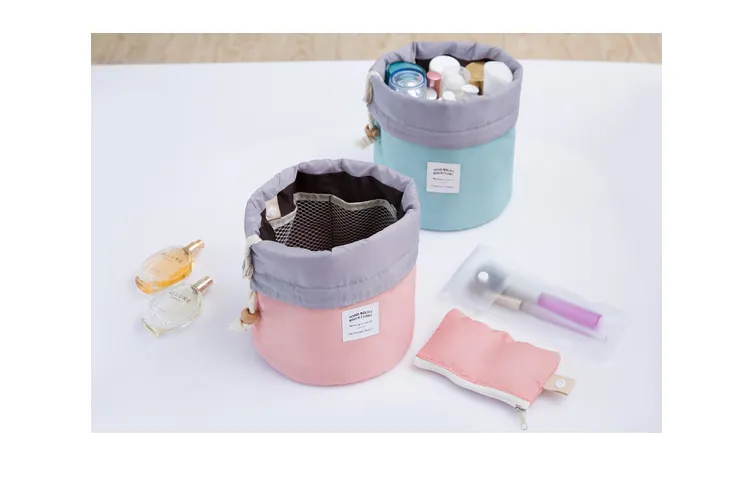 Корейских элегантных больших емкости бочкообразного Нейлон Мытье Организатор путешествие Dresser мешок Косметического макияж сумка для хранения для женщин