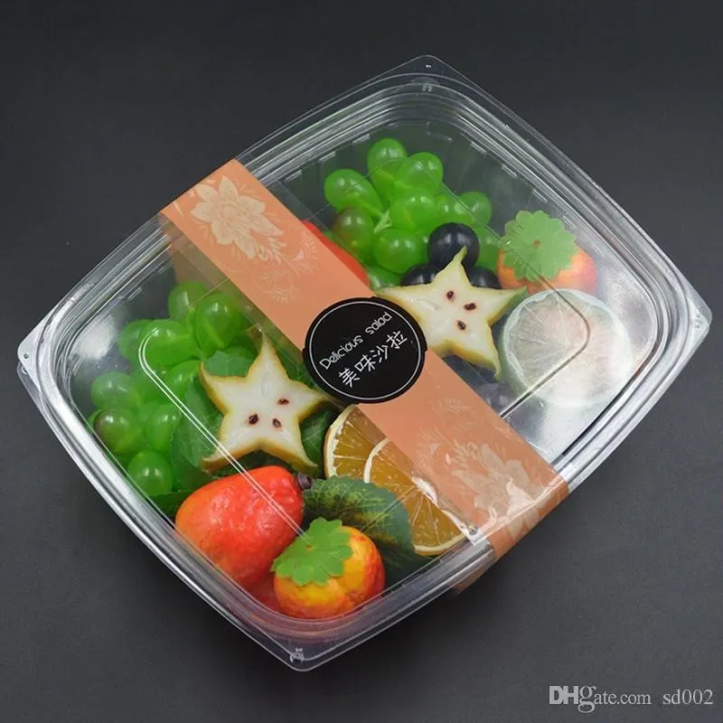 Transparente Einweg-Geschirr-Lunchboxen mit Deckel-Siegel-Obst-Salat Bento-Box-Platz-Square Nehmen Sie die Lunchbox 0 56zq