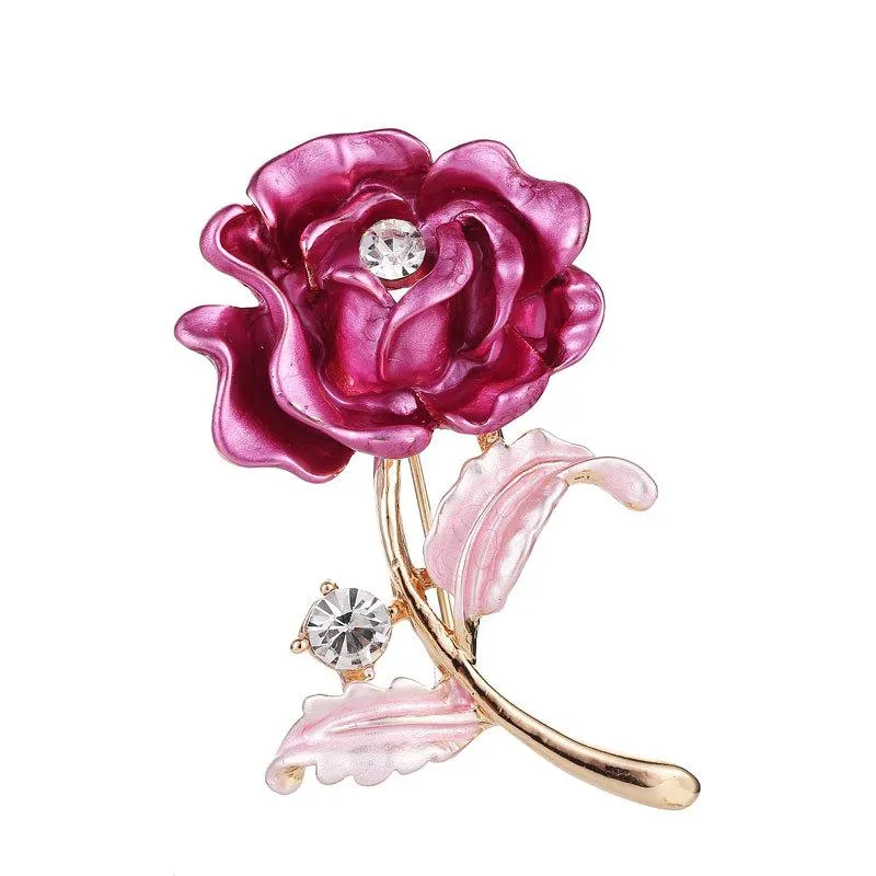 Rose Brooches Pins Crystal Rose Flower Pins Gold Flower Corsage