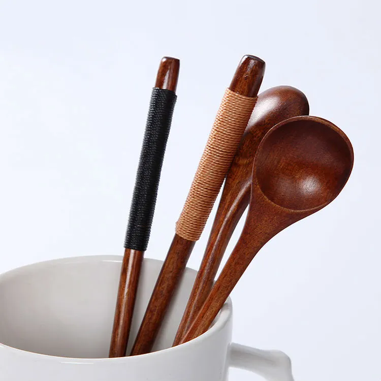 Set of 6 Long Handle Wooden Spoons Dessert Coffee Stirring Spoon Natural Wood Japanese Style Honey Spoon Tableware Accessories (7)