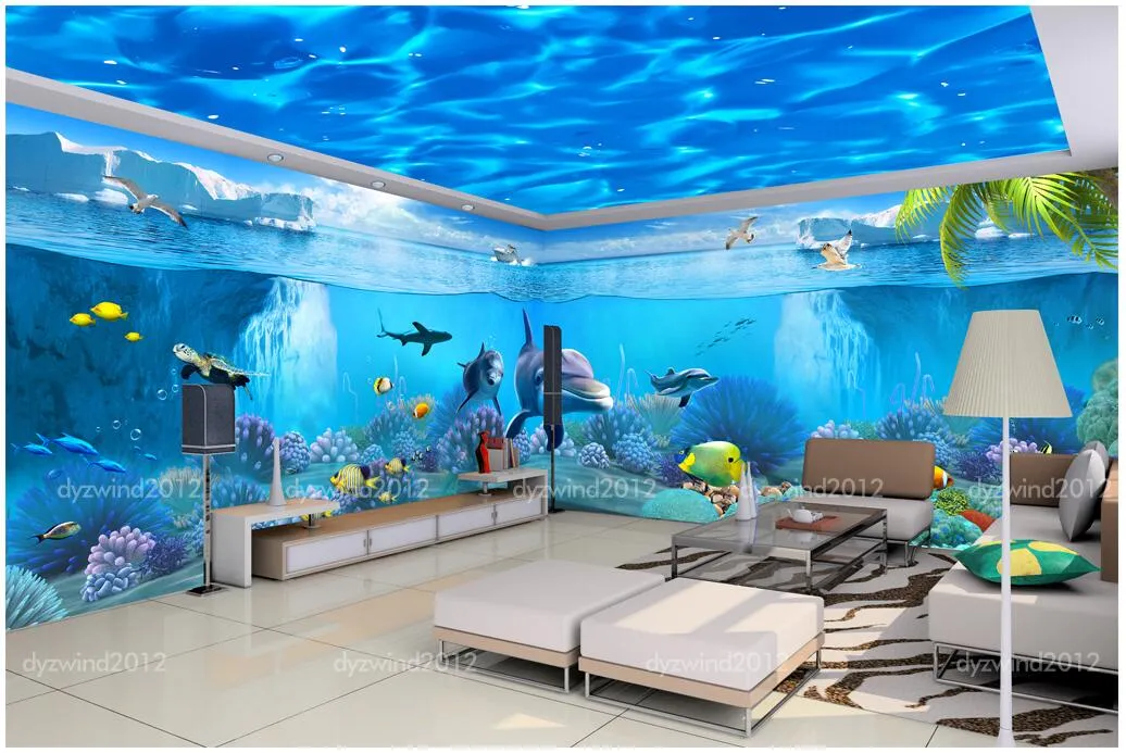 3D Wallpaper Seide benutzerdefinierte Foto Fantasy Unterwasserwelt Thema Pavilion Space Hintergrund 3d Wandbilder Tapete für Wände 3 d drucken Stoff