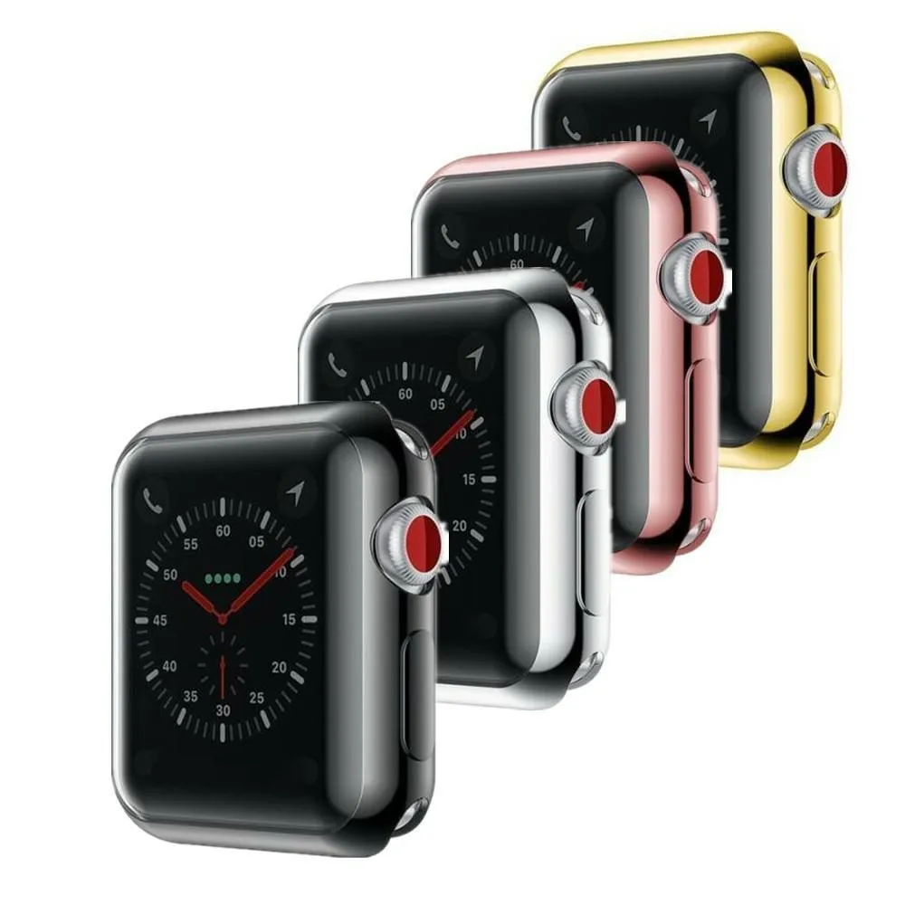 För Apple Watch Series 8 7 6 5 4 3 2 Ultra iwatch 38mm/42mm/40mm/44mm/49mm Slim TPU helskärmsskydd Skyddsfodral