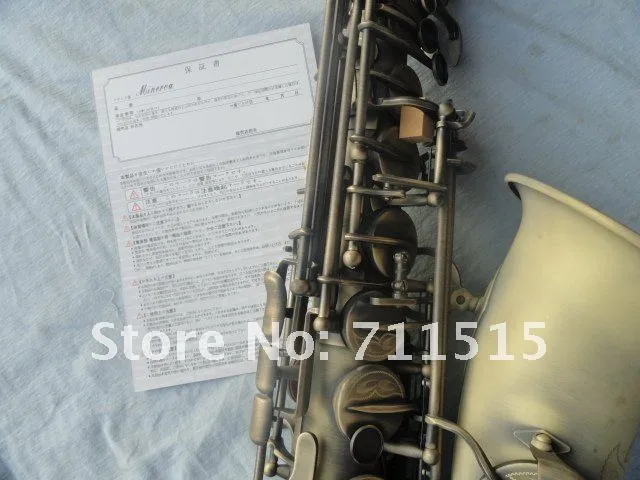 Custom Instruments Grind Arenaceous Bronze Archaize Alto Saxofoon Eb Tune e Flat Sax Hand gesneden met Case Mondstuk Accessoires