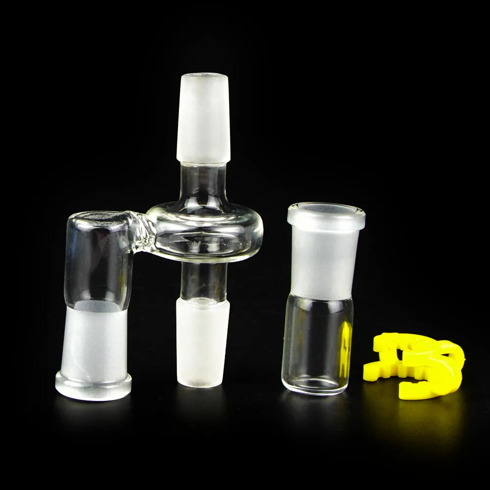 Reclaim Catcher Adapter 14mm 18mm Ashcatcher With Plastic Clip for Glass Water Pipe Drop Down Reclaimer Reclaim Ash Catcher Adapter