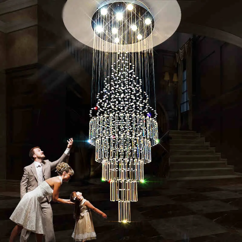 K9 Crystal League Crystal Duplex Stairs Villa Stairwell Pendant Lights