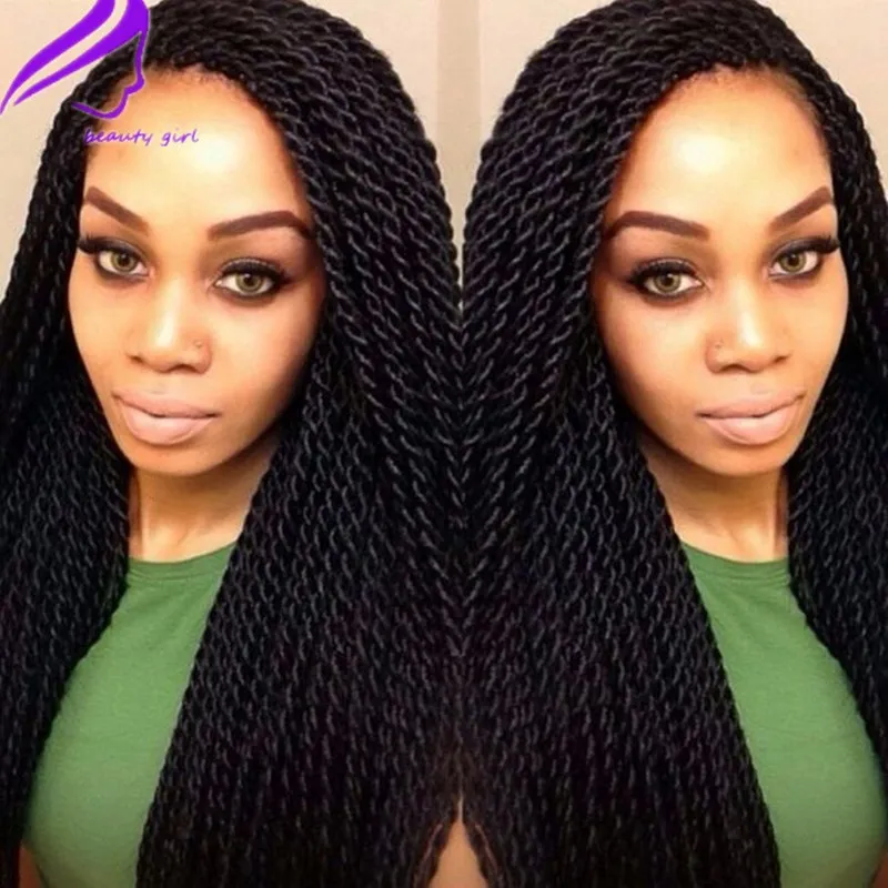 Free shippingBox Braids Wig Havana Twist Synthetic lace front wig Black Hair Heat Resistant Braids With Baby Hair Braids Synthetic hair wigs