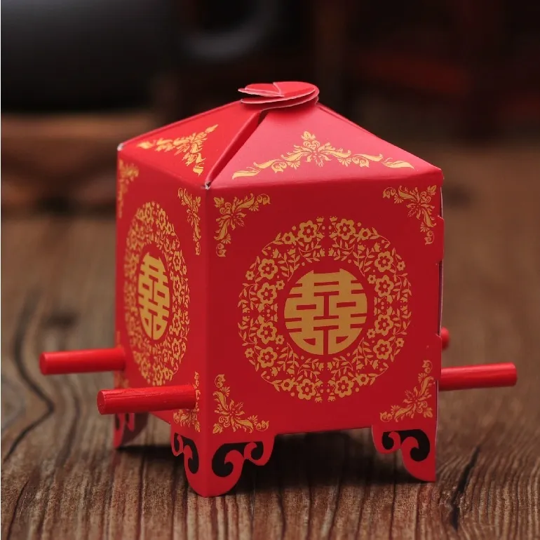 Free shipping creative bride sedan chair candy box Chinese paper gift box wedding favor boxes wen5865