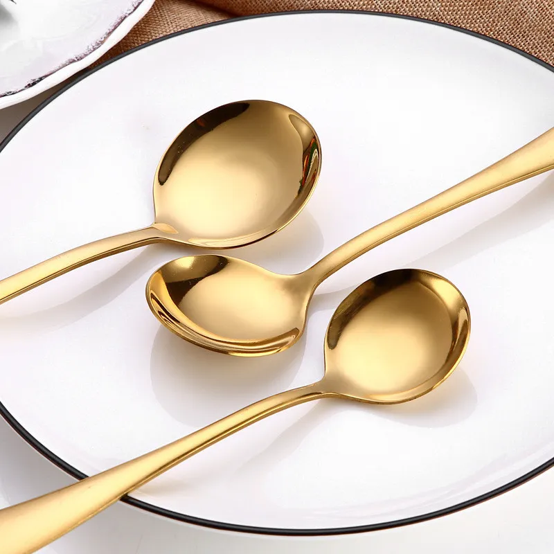 Golden Tea Spoon Stainless Steel Mini Gold Coffee Spoon For Milk Tea Small Dinnerware Tableware Kitchen Dining Tools LX0090