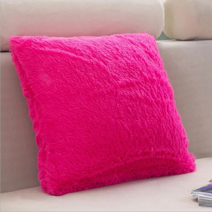 Taie d'oreiller en peluche brillante, housse de coussin de couleur unie, 12 couleurs, almofada, cojines d'hiver doux et chaud