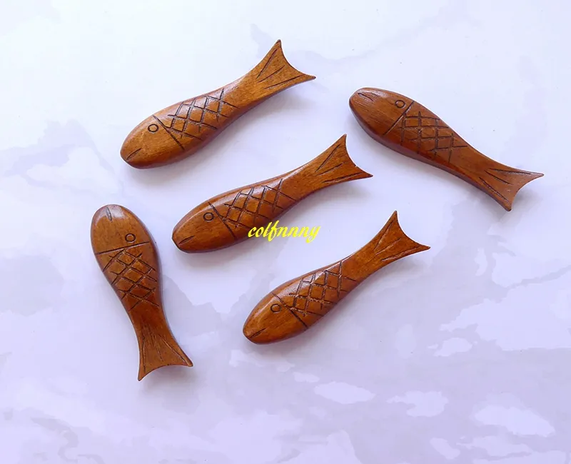 100 pcs/lot poisson bois naturel vaisselle support baguettes cuillère fourchette couteau support en bois support pour fête de mariage Festival