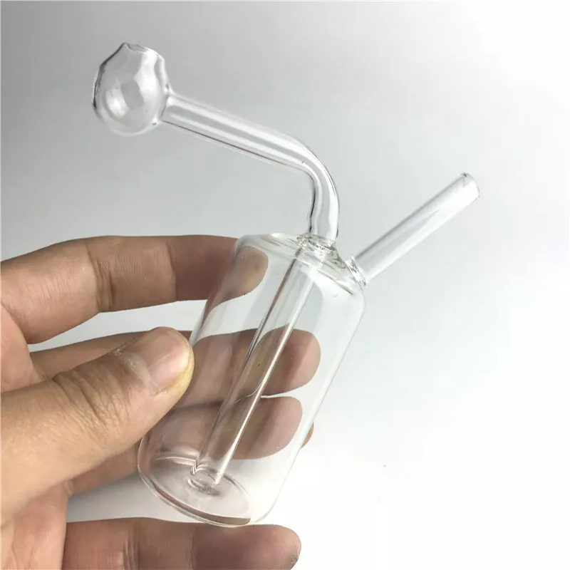 4 inç şeffaf pyrex ile yeni mini cam yağ yakıcı bong kalın cam yağ yakıcı su borusu geri dönüştürücü yağ yakıcı bong