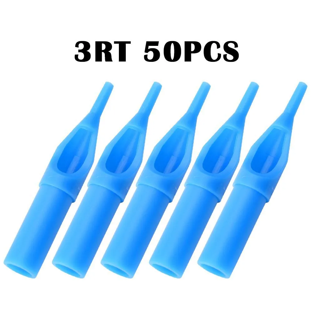 Professional Disposable 50Pcs Tattoo Tips Different Types Tattoo Tips Blue Sterile Nozzle Tip Plastic For Tattoo 3RT/ 5RT/ 7RT/ 9RT/ 11RT