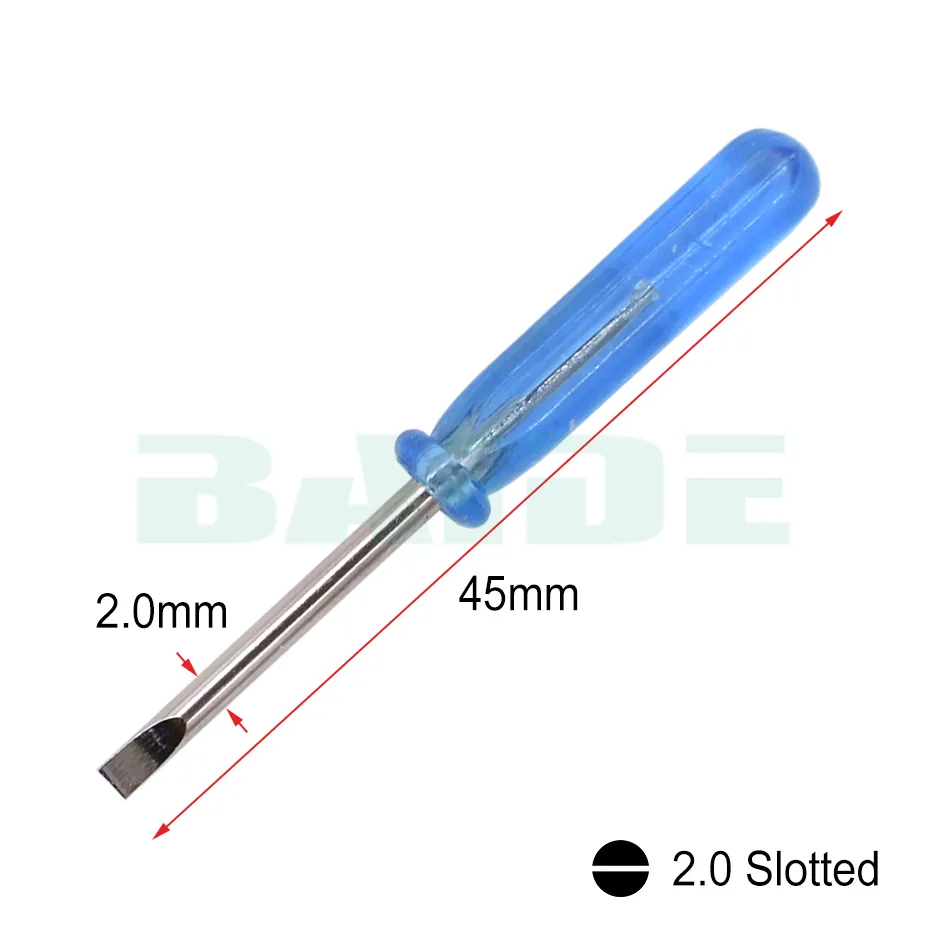 Chave de fenda azul 45mm 1.5 Phillips 2.0 Phillips PH00# PH000 2.0 Chave de fenda reta de cabeça chata para reparo de telefone de brinquedo 5000 pçs/lote