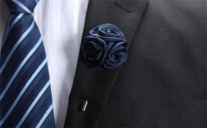 15 Renk Klasik Erkekler Çiçek Broş Pins Moda Taklit İpek Kumaş Suit Parti Düğün Takı Için Yaka Çiceği Sopa Yaka Pin