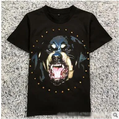 2018男性のTシャツ半袖The New Western Style Hip Hop Tide Dog Head Print TシャツLood Tシャツ