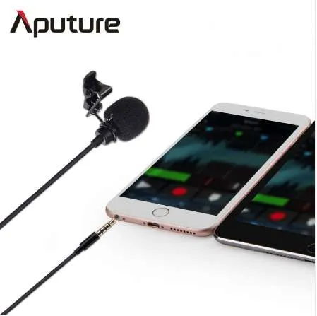 Новое прибытие APUTURE A.LAV EZ Lavalier Microphone для мобильного / смартфона Lavalier Clip-On Microphone для мобильной голосовой записи