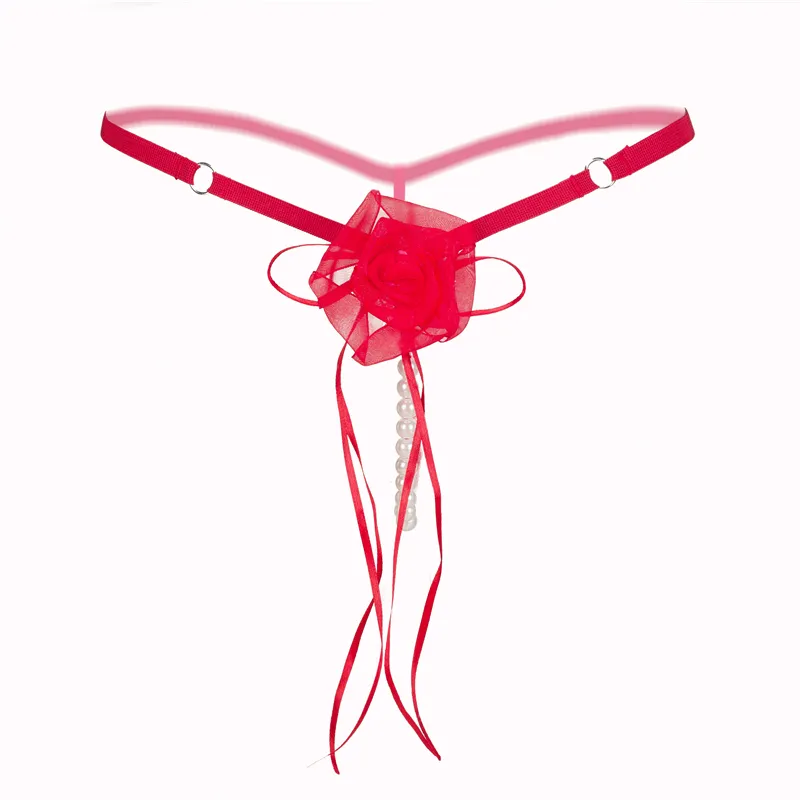 Unterwäsche Frauen Rose Tanga Höschen Sexy Perle Offener Schritt Floral Unterwäsche Geburtstag Geschenk Valentinstag Erotische Dessous Sex Produkt
