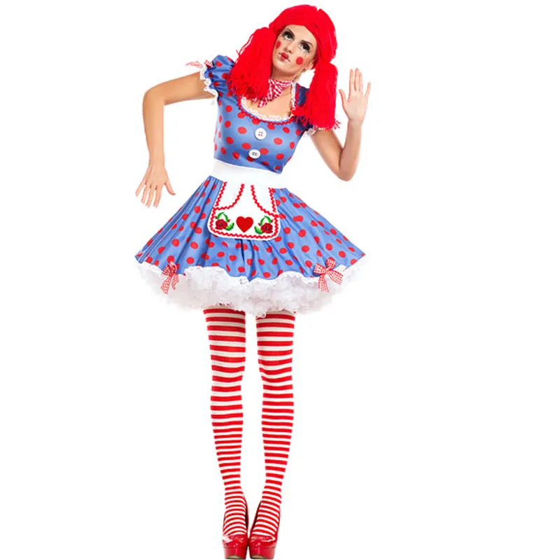 Frete grátis Womens Harlequin Circus Mime Cirque Palhaço Jester Fantasia Vestido Halloween Traje 3S1799 Sexy