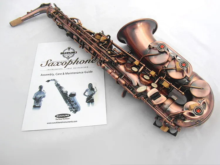 Brand Quality SUZUKI Professional E Flat Alto Saxophone Brass Body Antique Copper Surface Performance Musical Instrument With Mouthpiece