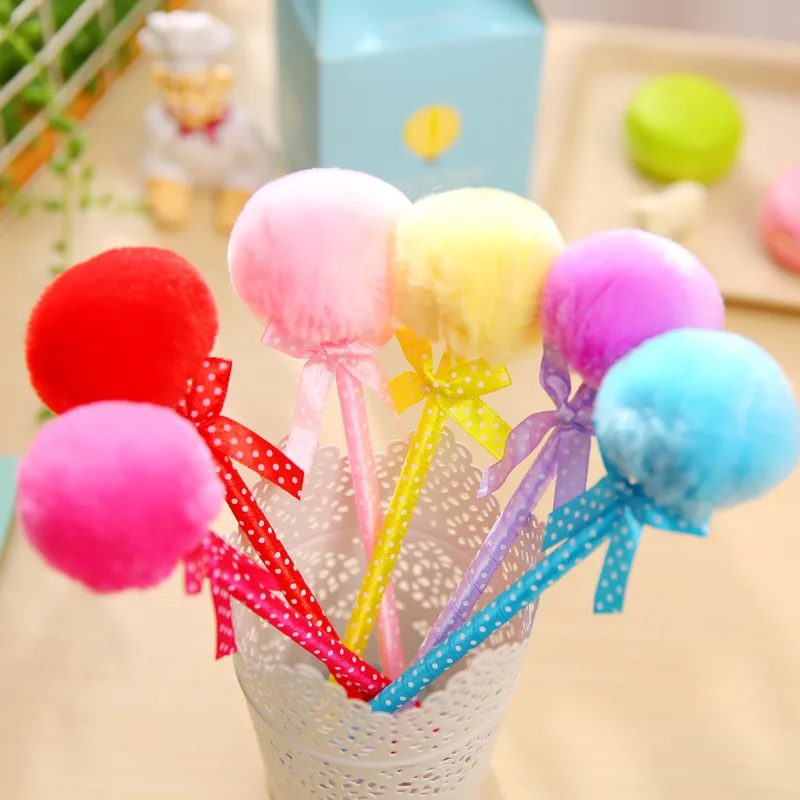 Creative stationery hair bulb ball plush pen ball-point pen manufacturers selling gift gift process