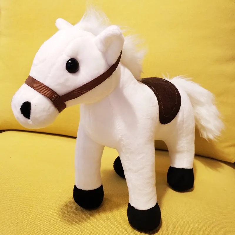 Kwaliteit pluche speelgoed 35 cm witte paarden ornamenten pop voor Kerstmis, de reis naar de West Childn's Day cadeau LA0004