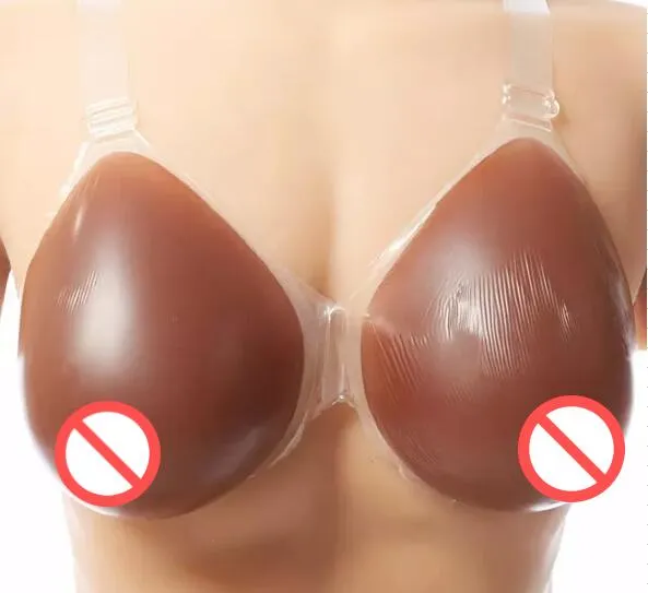 D copo de Café Falso Silicone seios Formulários com alça de Silicone Escuro sutiã peitos falsos Mamas para crossdresser Seios faux seins vagina travesti