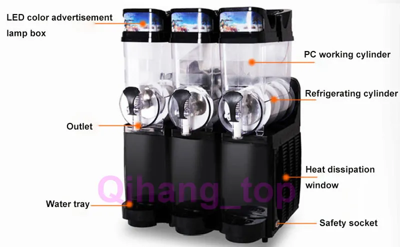 Qihang top Commercial 3 Tank Frozen Drink Slush Slushy Making