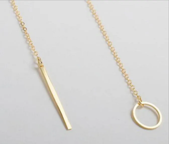 celebrity stunning golden/silver bar circle lariat necklace simple Y shaped personality gift new fashion women jewellery